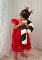 Load image into Gallery viewer, Candy Cane Christmas Little Girls Tulle Dress - Red (pre order) - Fox Baby & Co