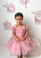 Load image into Gallery viewer, Kids little girls Valencia Pearl Luxe Party Dress - Dusty Rose (pre order)

