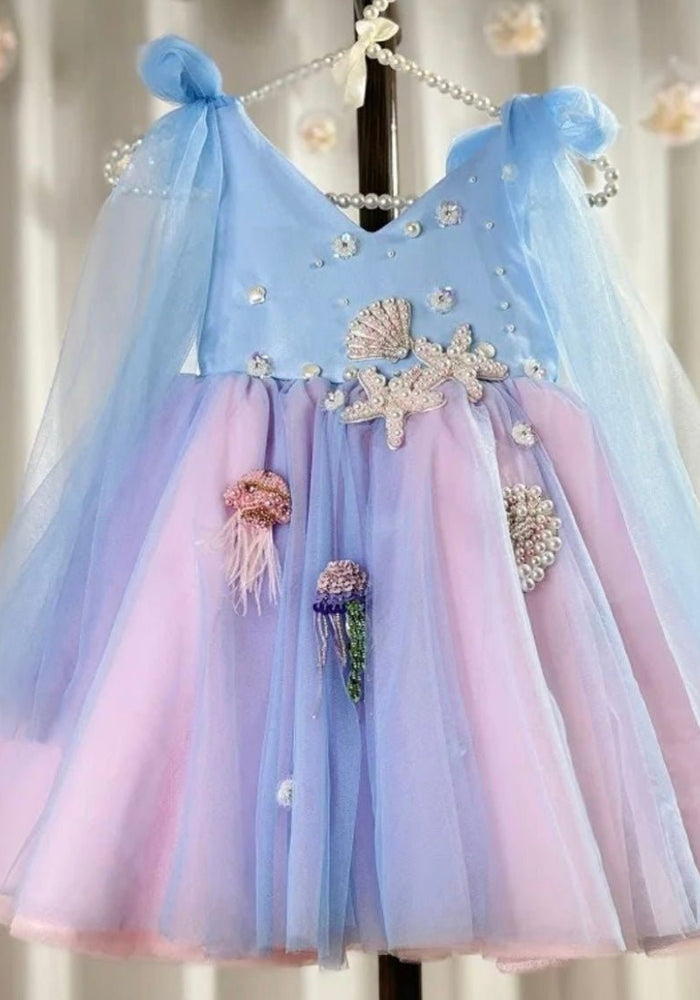 Mermaid Ocean Luxe Little Girls Tulle Dress - Blue - Fox Baby & Co