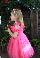 Load image into Gallery viewer, Kids little girls Valencia Pearl Luxe Party Dress - Magenta (pre order) - Fox Baby & Co
