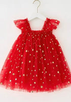 Load image into Gallery viewer, Christmas Stars Little Girls Tulle Dress - Red - Fox Baby & Co