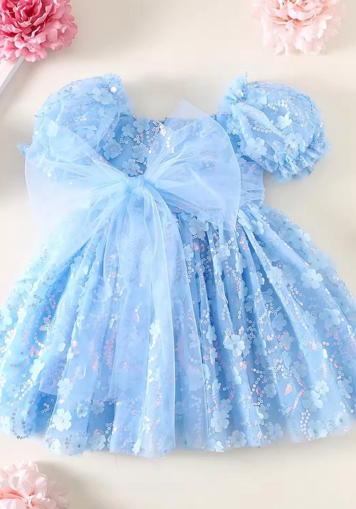 Kids girls Tea Party Sparkle Tulle Dress - Blue - Fox Baby & Co