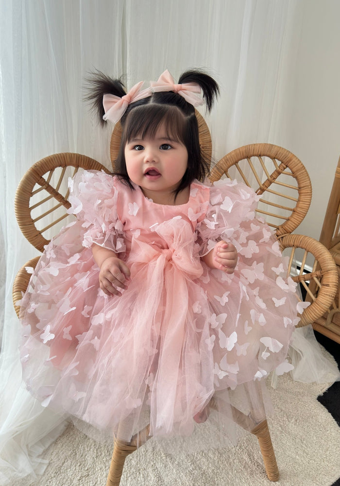 Kids girls Annabella Butterfly Luxe Tulle Dress - Baby Pink - Fox Baby & Co