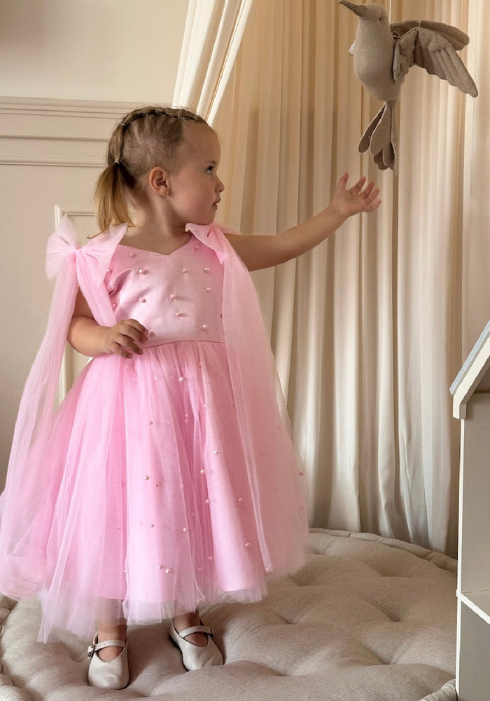 Pearl Princess Luxe Little Girls Tulle Dress - Pink - Fox Baby & Co