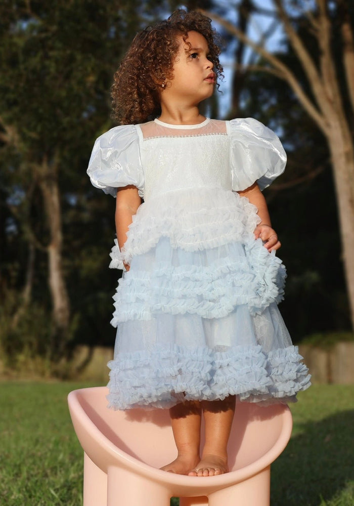 Kid little girl Fairytale Birthday Tulle Dress - Blue - Fox Baby & Co