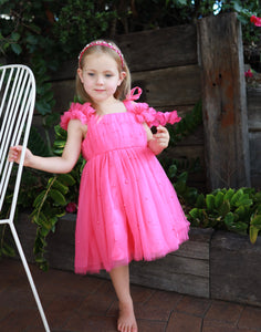 Kids little girls Valencia Pearl Luxe Party Dress - Magenta (pre order)