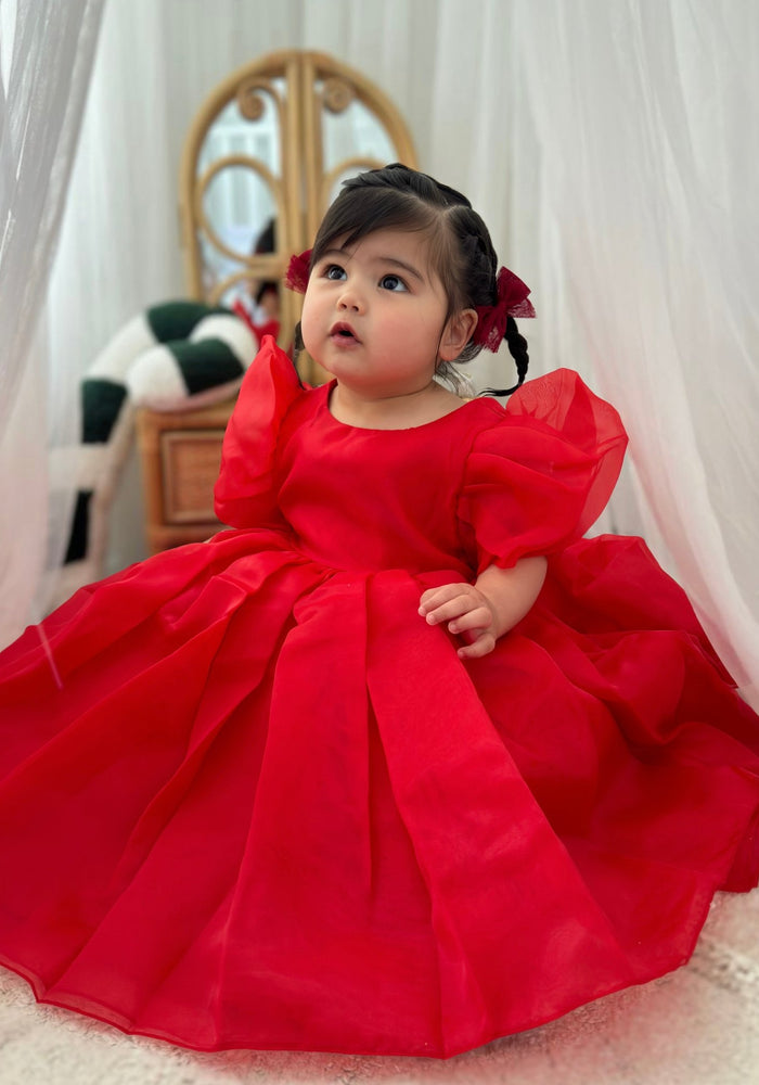 Kids little girls Bonnie Christmas Luxe Dress - Red (pre order) - Fox Baby & Co