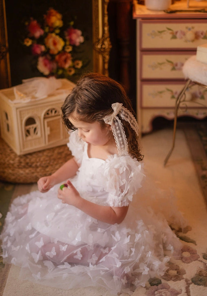 Kids girls Tea Party Butterfly Tulle Dress - White - Fox Baby & Co
