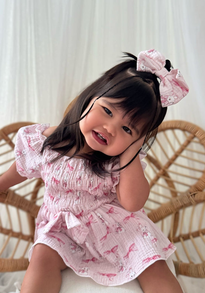 Easter Bunny Bow Frill Romper & Bow (pre order) - Fox Baby & Co