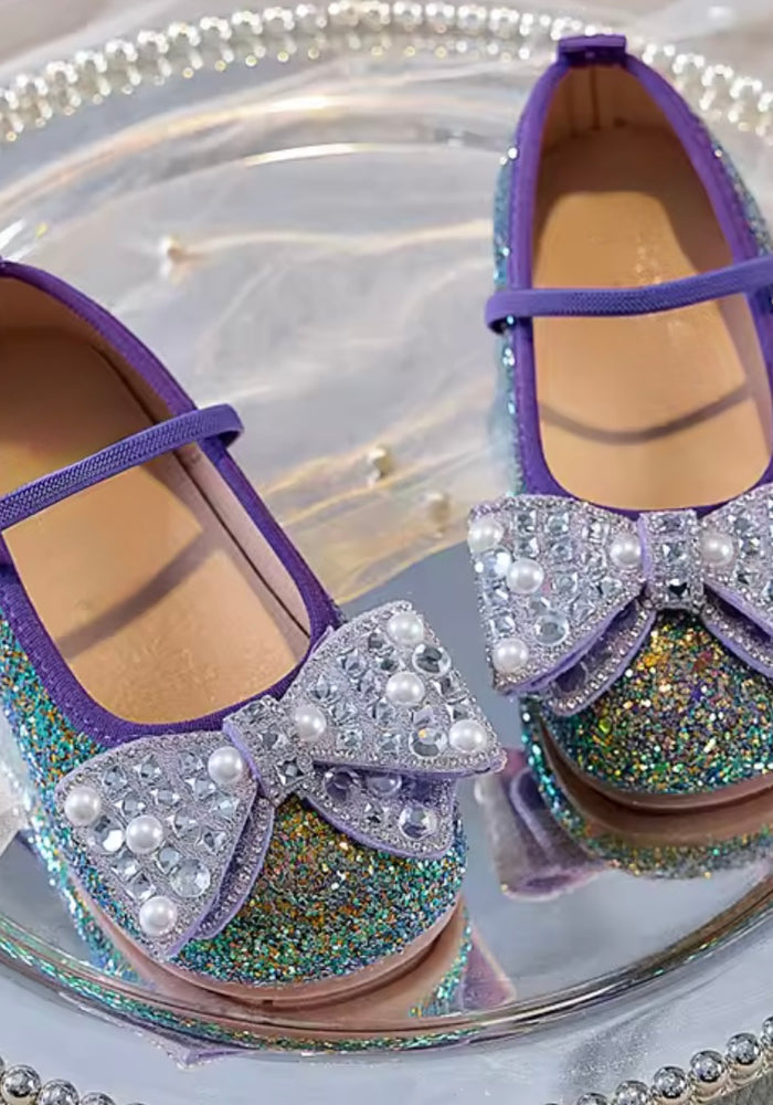 Mermaid Luxe Bow Princess Ballerina Ballet Flat Shoes (pre order) - Purple/ Green