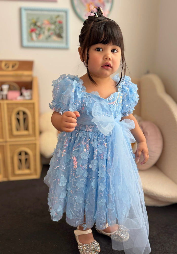 Kids girls Tea Party Sparkle Tulle Dress - Blue - Fox Baby & Co