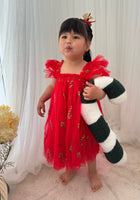 Load image into Gallery viewer, Candy Cane Christmas Little Girls Tulle Dress - Red (pre order) - Fox Baby & Co