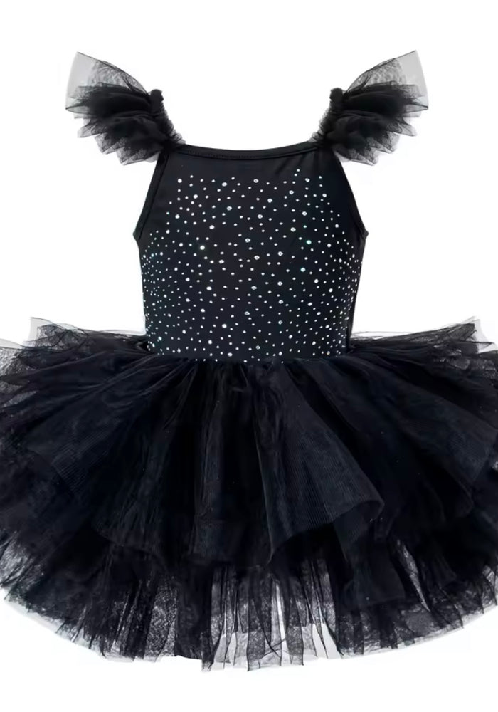 Luxe Ballerina Sparkle Tulle Tutu Leotard - Black