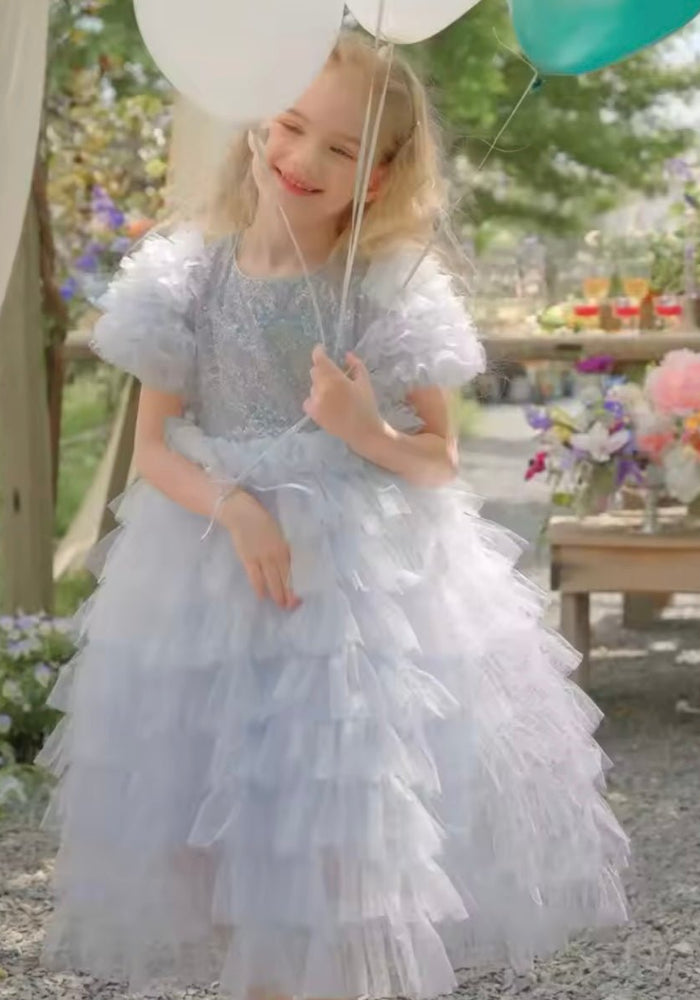 Snow Sparkle Blue Frill Princess Party Dress - Fox Baby & Co
