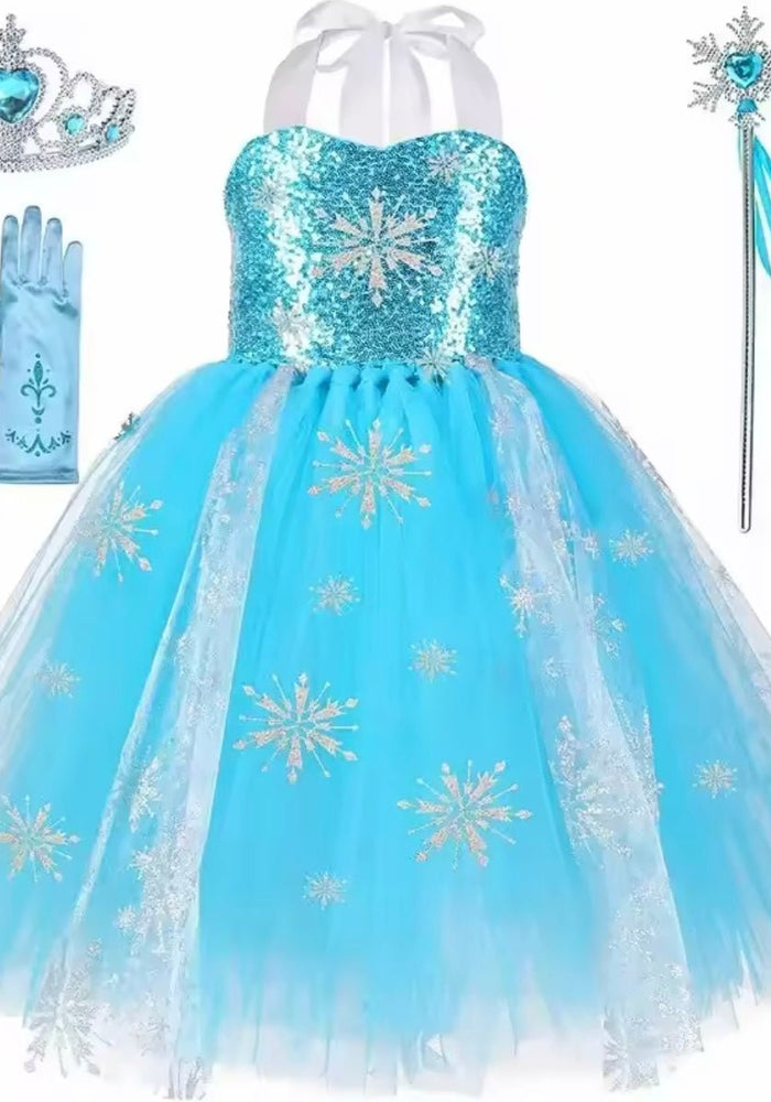 Elsa Snow Princess Tulle Tutu Dress Costume with Jewellery Set - Fox Baby & Co