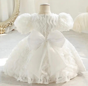 Kids little girls White Ruffle Flowergirl Luxe Party Dress (pre order)