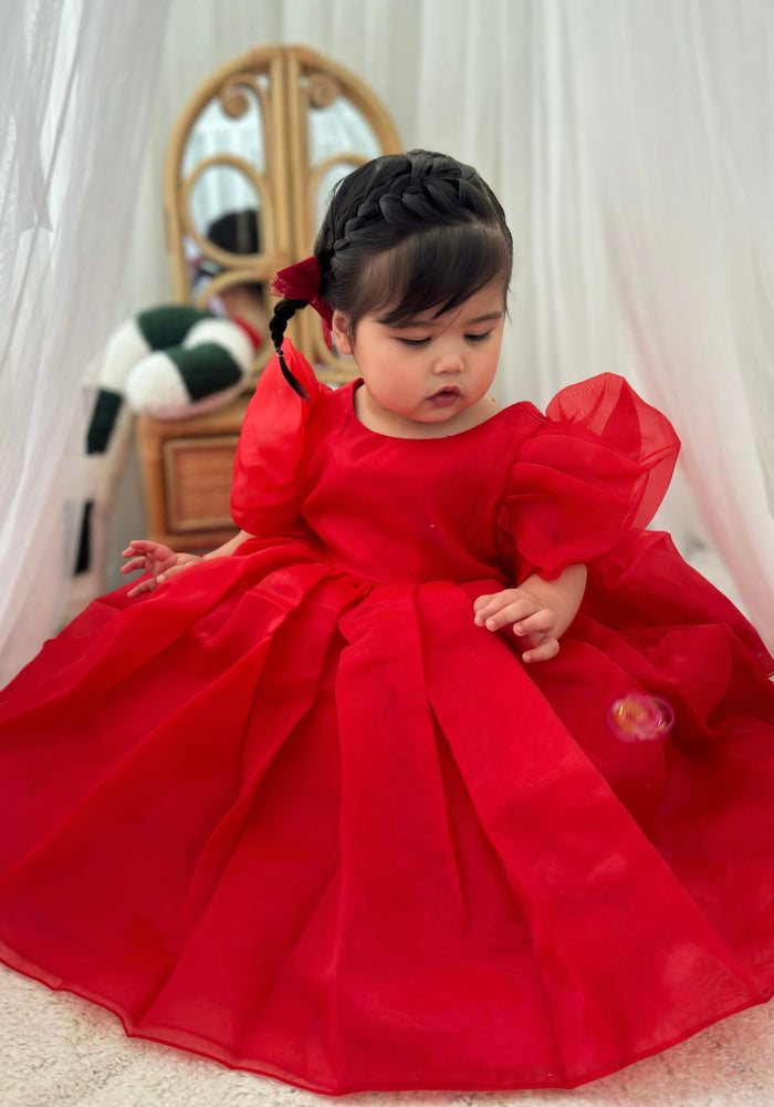 Kids little girls Bonnie Christmas Luxe Dress - Red (pre order) - Fox Baby & Co