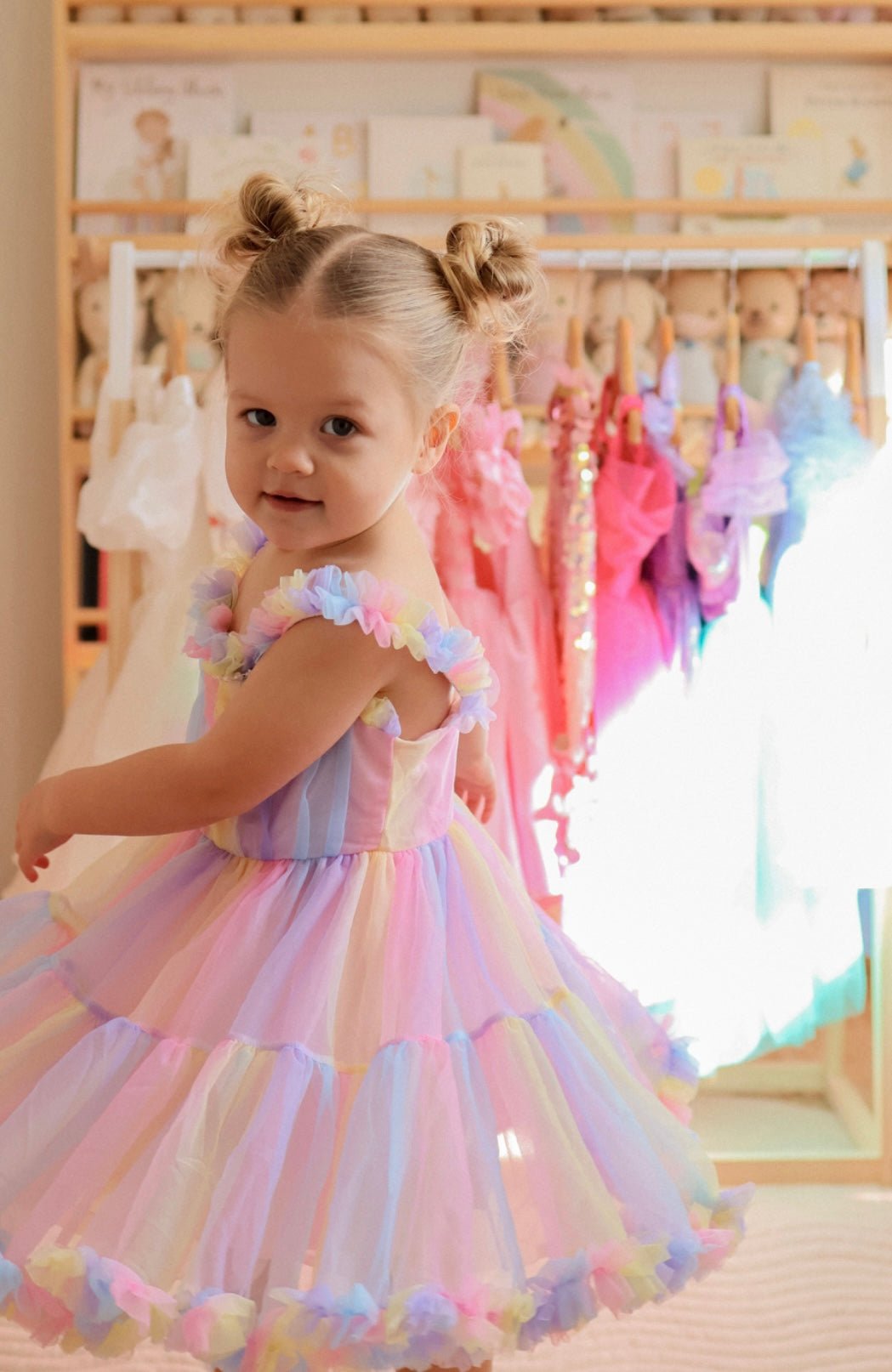 pastel rainbow tutu dress My Pastel Dream Belted Tutu Dress Multicolor / 5Y