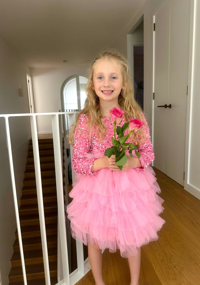 Pink Winter Wonderland Frill Tutu Long Sleeve Dress - Fox Baby & Co