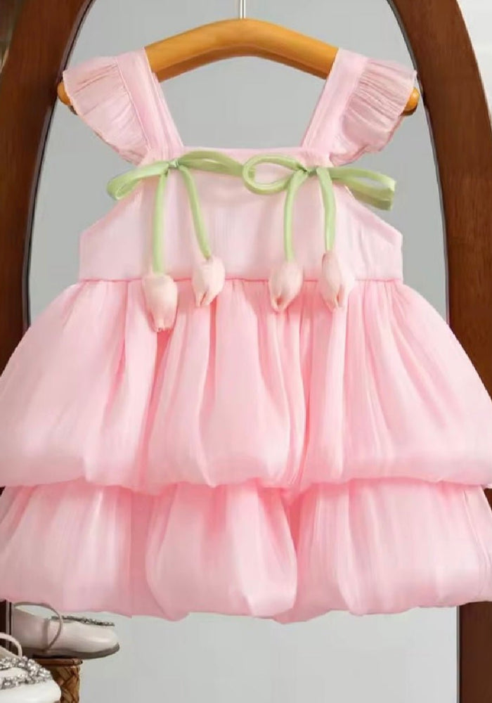 Spring Tulip Puff Frill Dress - Pink - Fox Baby & Co