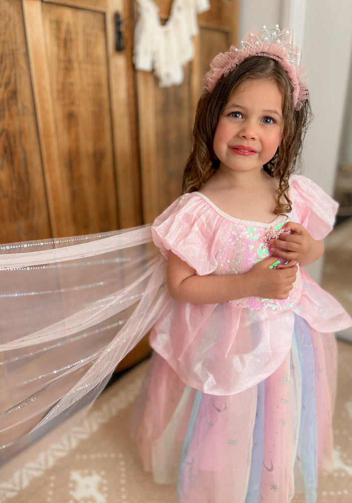 Rainbow Fairyfloss Princess Birthday Party Dress with cape - Fox Baby & Co