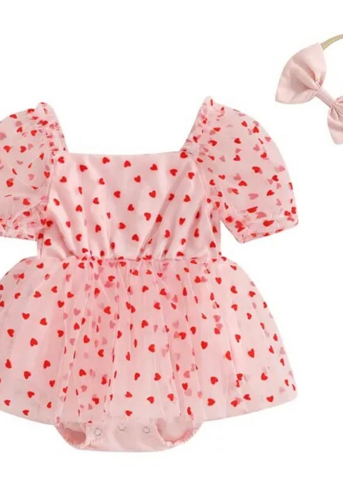 Baby Girls XOXO Tutu Tulle Romper - hearts