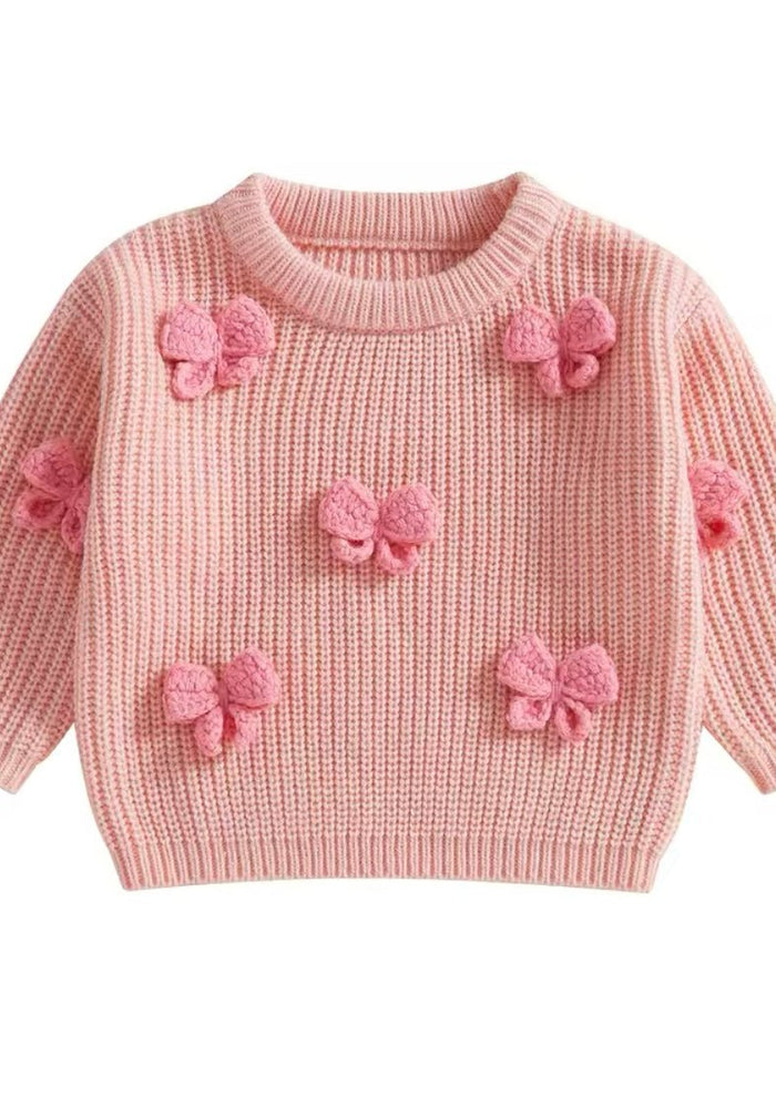Valentines Bow Knitted Sweater - Pink (pre order) - Fox Baby & Co