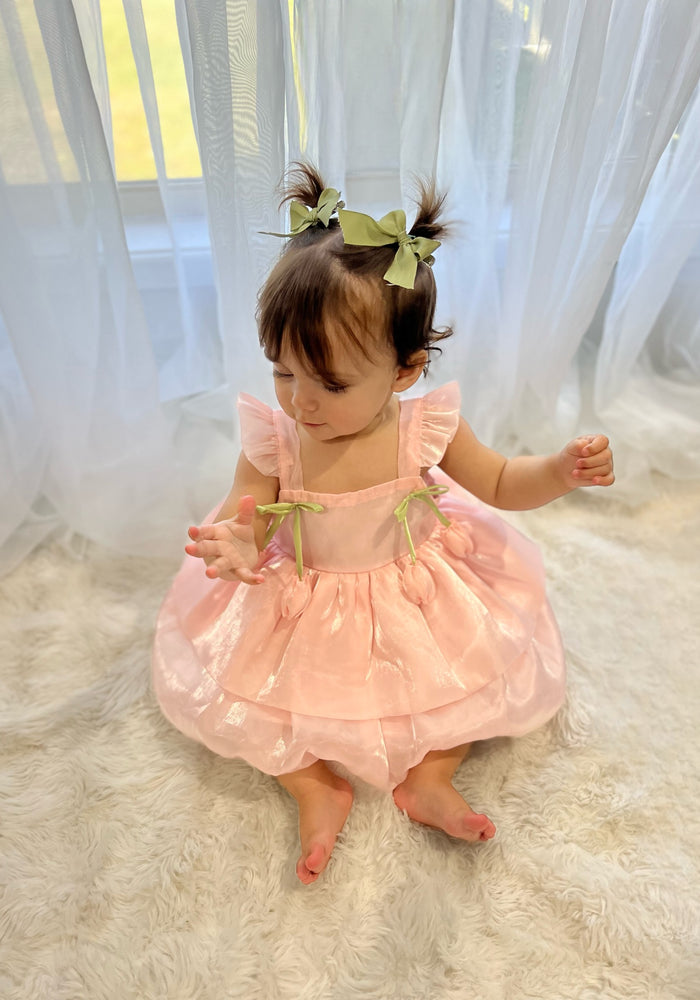 Spring Tulip Puff Frill Dress - Pink