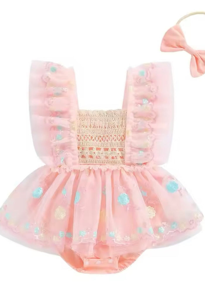 Pretty in pink Romper & Bow Headband - Pink (pre order) - Fox Baby & Co