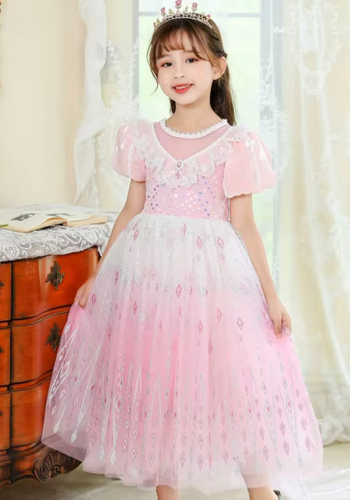 Aurora Lace Pink Princess Party Dress Costume & Cape