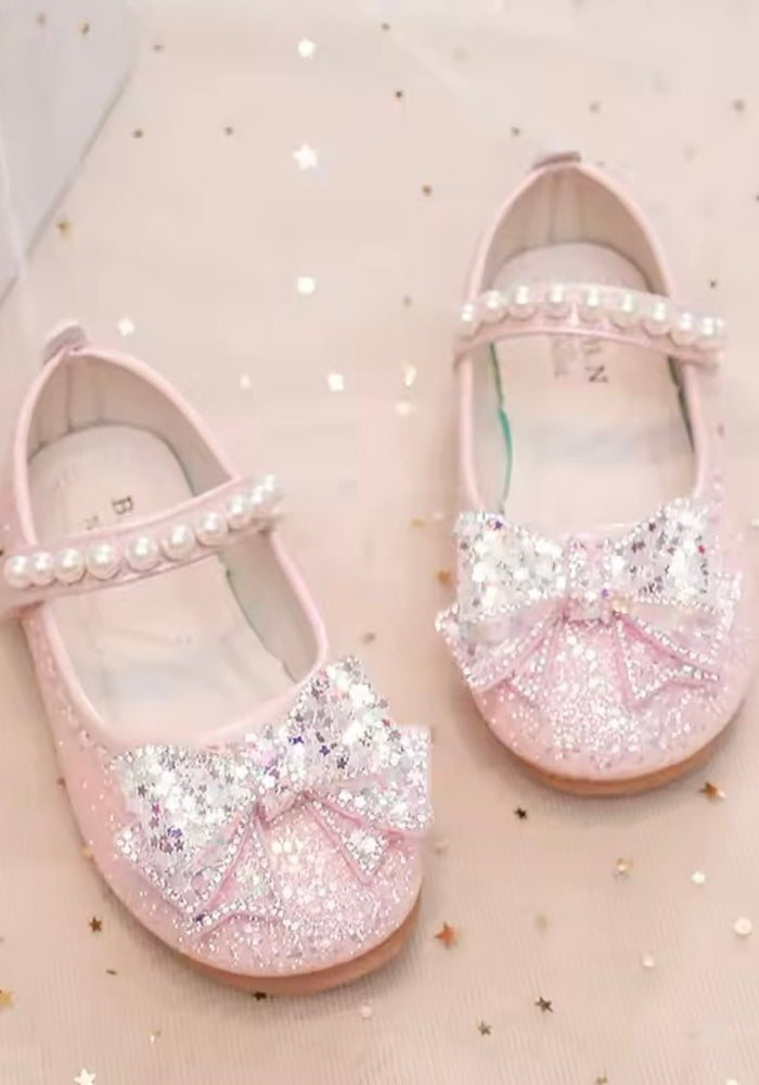 New Big Bow Pink Pearl Princess Birthday Girl Mary Jane Shoe (pre order) - Fox Baby & Co