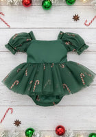 Load image into Gallery viewer, Kids girls Christmas Luxe Puff Tulle Romper - Candy Cane - Fox Baby & Co