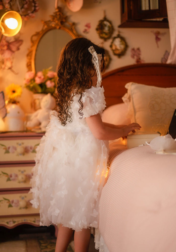 Kids girls Tea Party Butterfly Tulle Dress - White - Fox Baby & Co