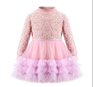 Halo Tutu Ballerina Long Sleeve Dress - Lilac (Limited Stock)