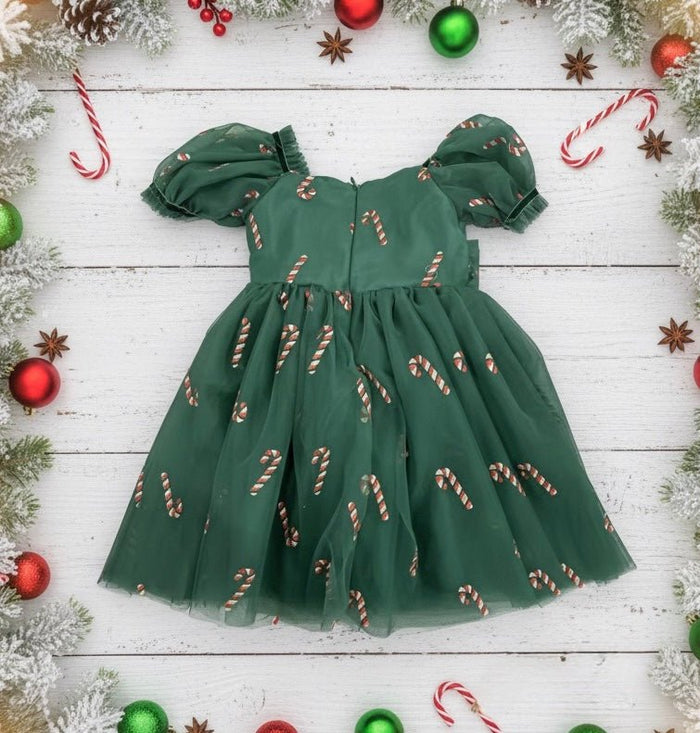 Kids girls Christmas Luxe Puff Tulle Dress - Candy Cane - Fox Baby & Co