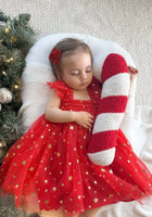 Load image into Gallery viewer, Christmas Stars Little Girls Tulle Dress - Red - Fox Baby & Co