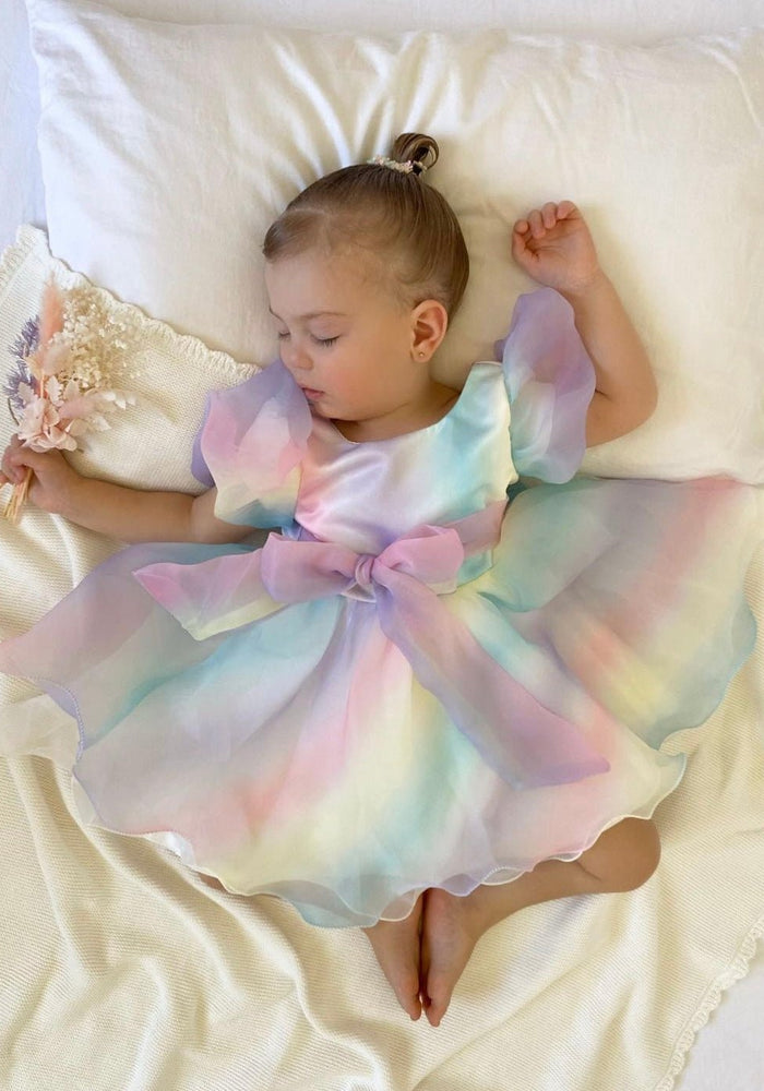 Kids little girls Rainbow Sherbet Luxe Party Dress (pre order) - Fox Baby & Co