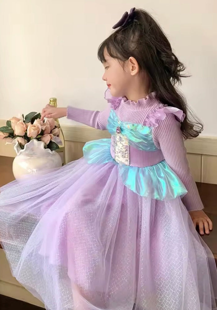 Mermaid Princess Birthday Long Sleeve Party Dress Costume - Fox Baby & Co