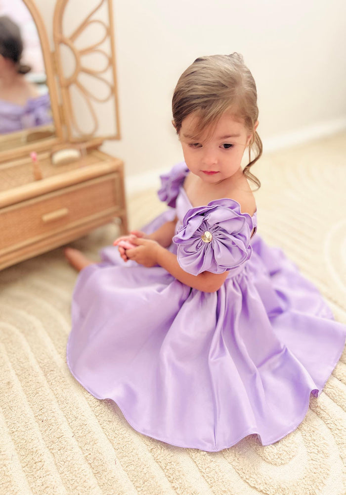 Kids little girls Talulah Flower Party Dress - Purple (pre order) - Fox Baby & Co