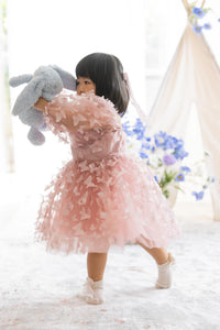 Madelyn Butterfly Luxe Little Girls Tulle Dress - Dusty Rose (pre order)