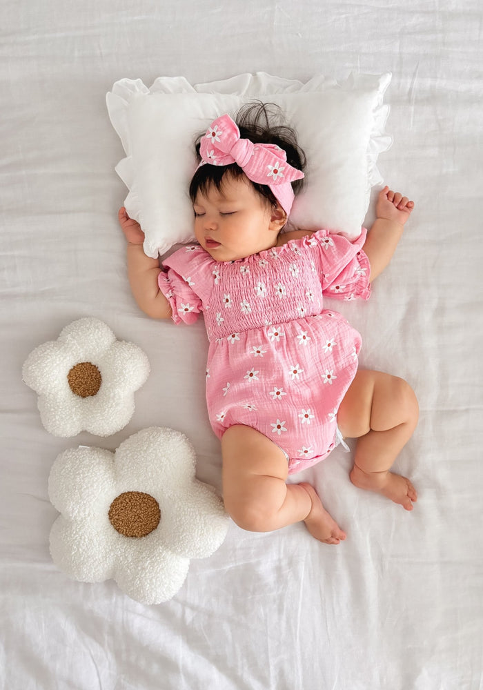 Oh Daisy Romper & Bow Headband - Pink (pre order) - Fox Baby & Co