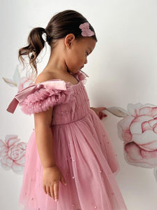 Kids little girls Valencia Pearl Luxe Party Dress - Dusty Rose (pre order)