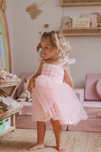 Birthday Tulle Frill Dress - Pink Gingham