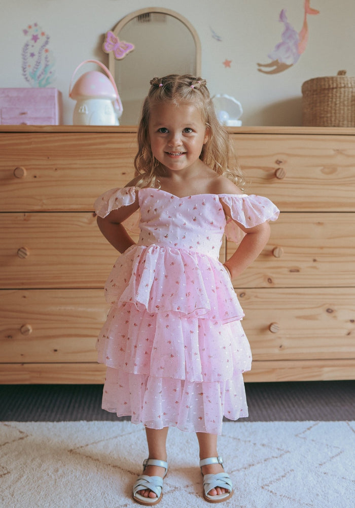 Kids little girls Rosie Floral Luxe Party Dress - Pink (pre order) - Fox Baby & Co