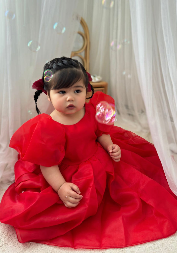 Kids little girls Bonnie Christmas Luxe Dress - Red (pre order) - Fox Baby & Co