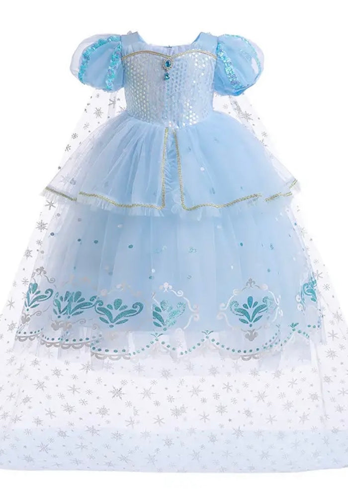 Snow Queen Princess Birthday Party Dress Costume with cape