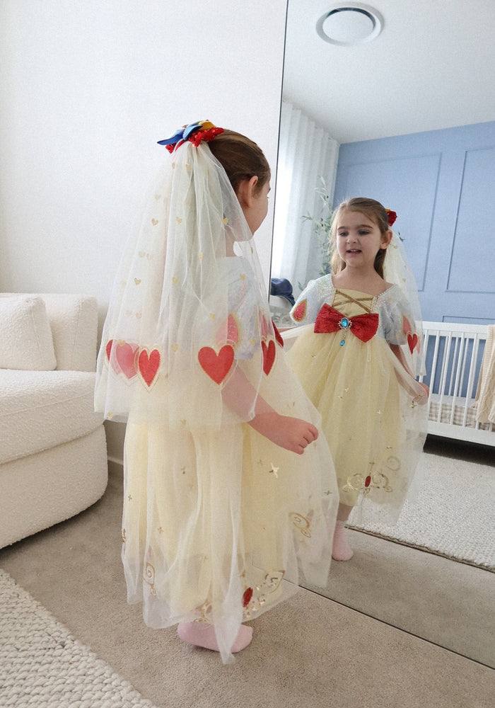Luxe Snow White Princess Sparkle Party Dress Costume & Tulle Clip - Fox Baby & Co