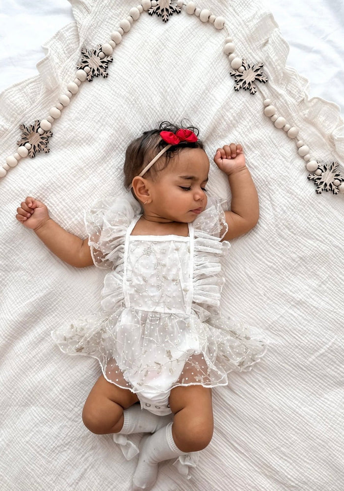 White Christmas Sparkle Frill Romper - Fox Baby & Co
