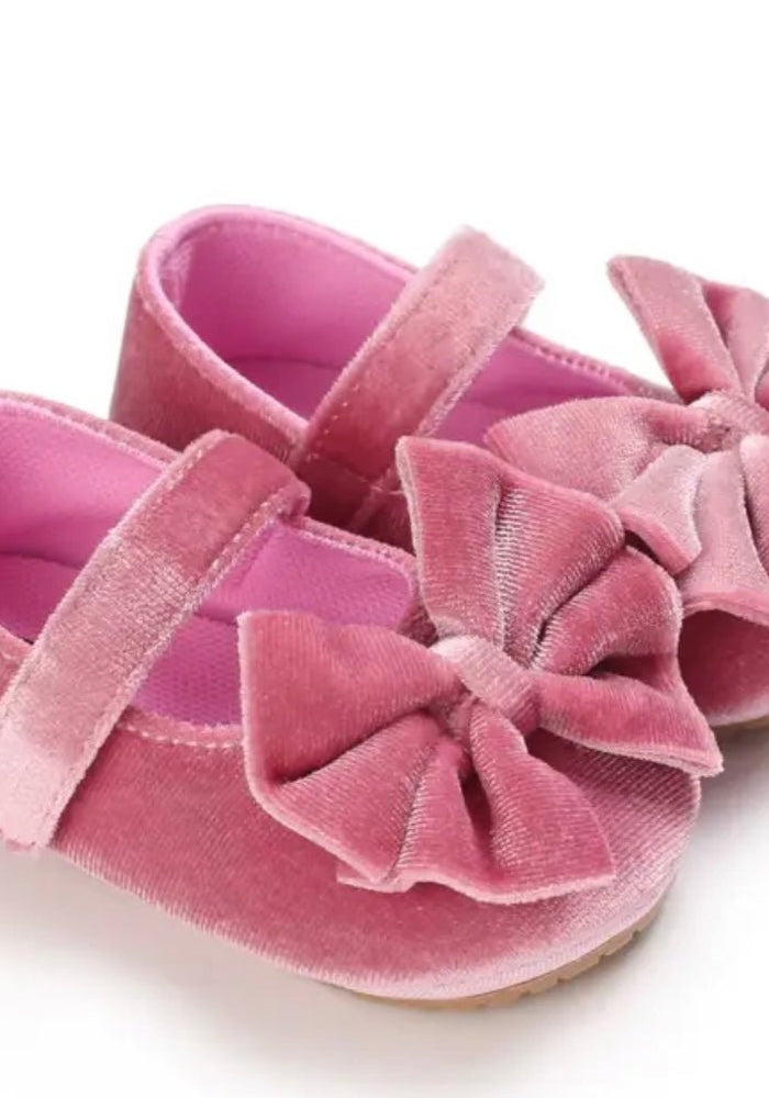 My First Christmas Baby Pink Velvet Shoes (pre order) - Fox Baby & Co