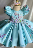 Load image into Gallery viewer, Vintage Floral Little Girls Luxe Dress - Blue - Fox Baby & Co